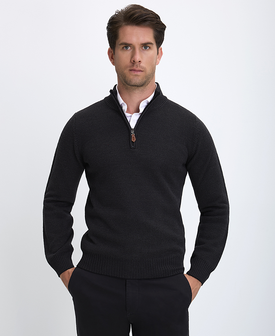 Kaiserhoff Ανδρικό Πουλόβερ Ημιζιβάγκο με Φερμουάρ Regular Fit