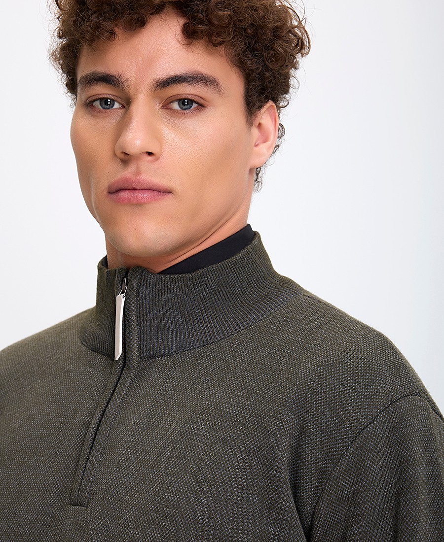 Ανδρικό Πουλόβερ Ημιζιβάγκο με Φερμουάρ Regular Fit φωτογραφία