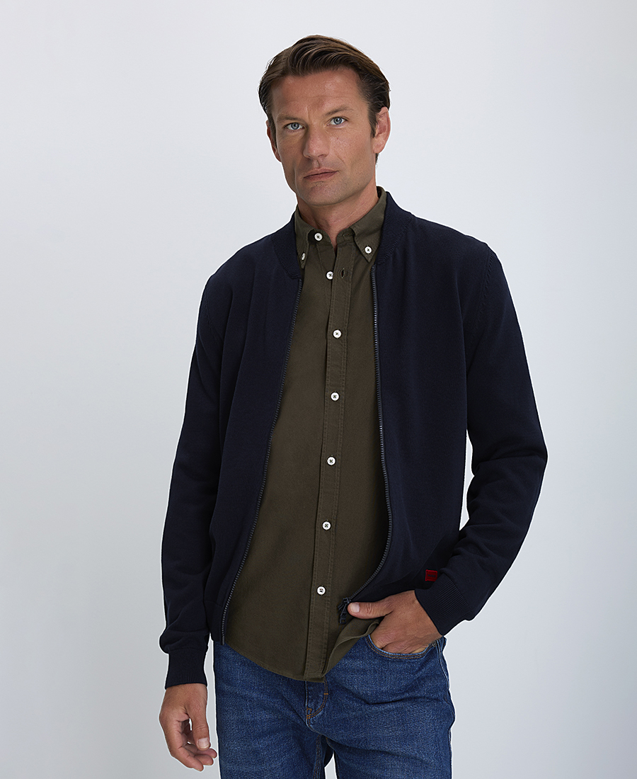 Hugo Hugo Ανδρική Πλεκτή Ζακέτα σε στυλ Bomber Regular Fit