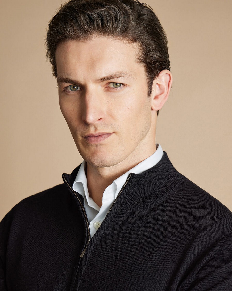 Charles Tyrwhitt Ανδρική Ζακέτα με Φερμουάρ Pure Merino φωτογραφία