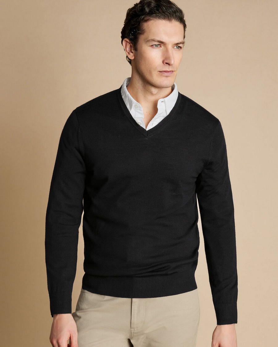 Charles Tyrwhitt Charles Tyrwhitt Ανδρικό Πουλόβερ V-Neck Merino Modern Fit