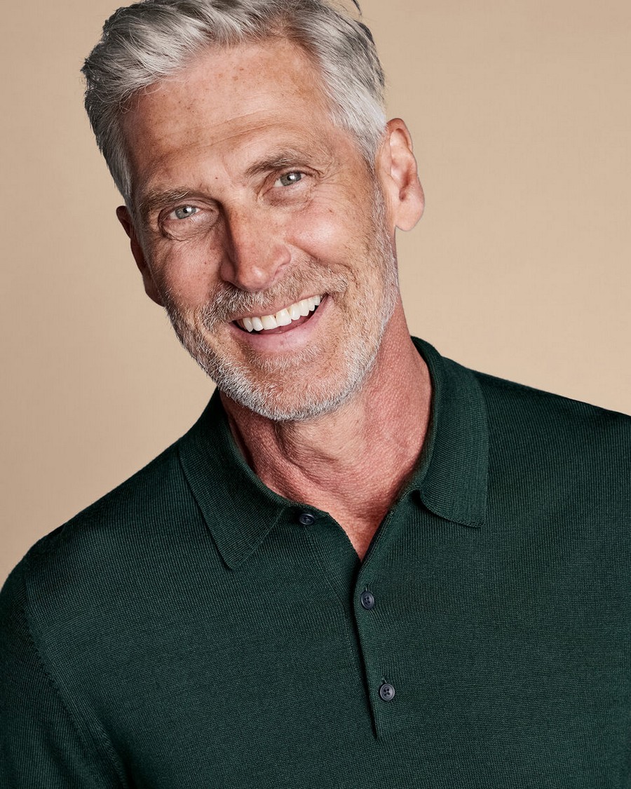 Charles Tyrwhitt Ανδρική Πλεκτή Μπλούζα Merino με Polo Γιακά φωτογραφία