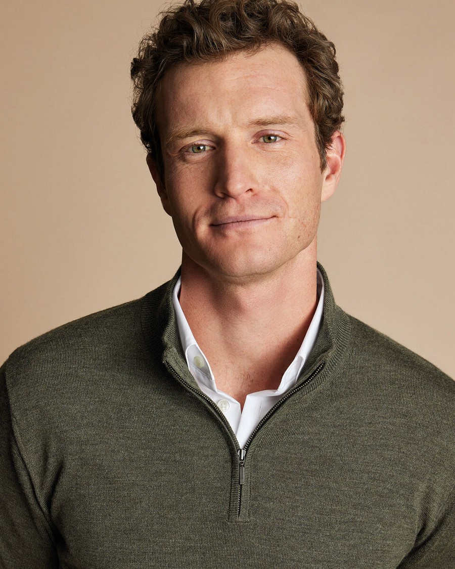 Charles Tyrwhitt Ανδρικό Πουλόβερ Merino Ημιζιβάγκο με Φερμουάρ φωτογραφία