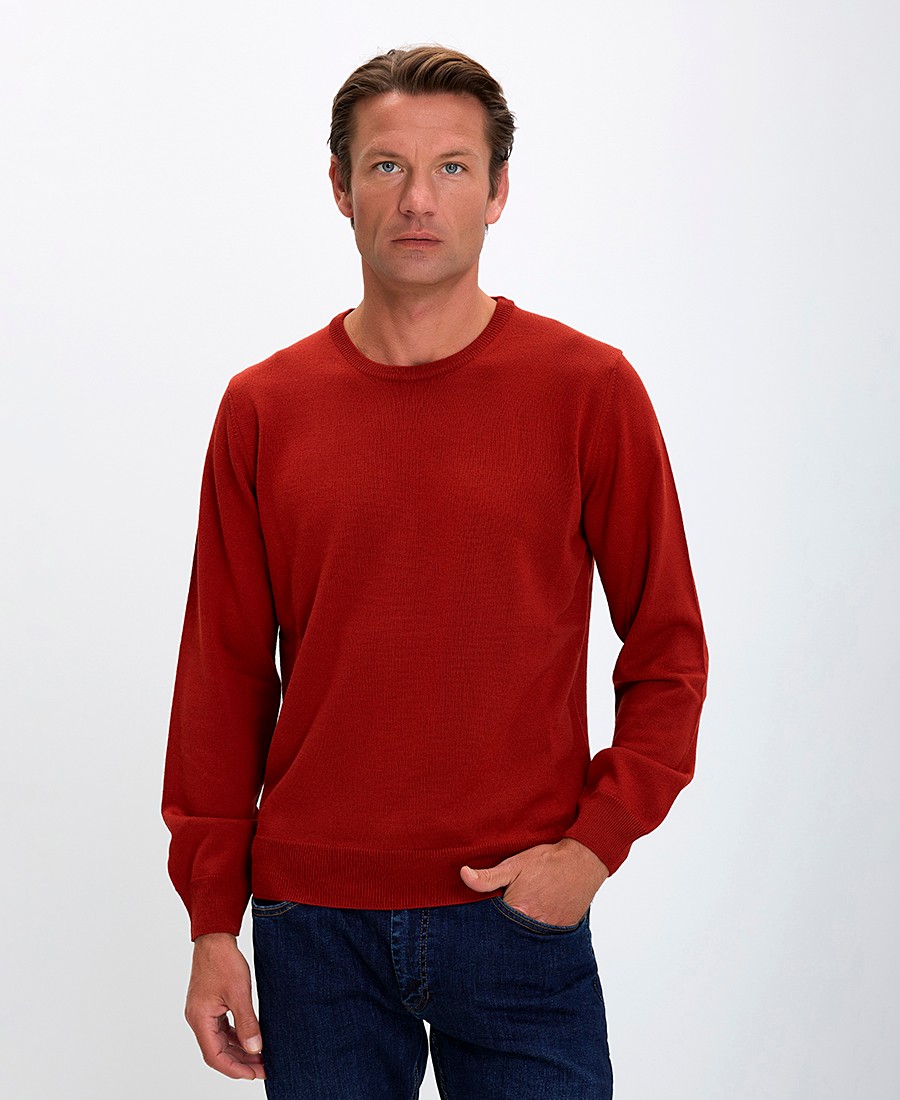 Ανδρικό Πλεκτό Πουλόβερ Λαιμόκοψη Slim Fit