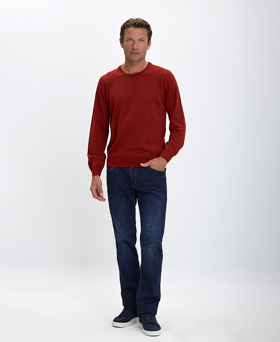 Ανδρικό Πλεκτό Πουλόβερ Λαιμόκοψη Slim Fit φωτογραφία