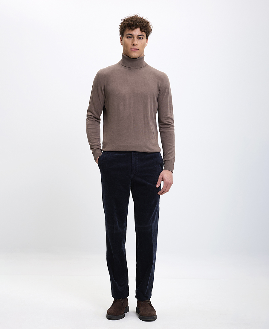 Hd x Vardas Ανδρικό Πουλόβερ Ζιβάγκο Regular Fit Μείγμα Βαμβακιού και Μάλλινου Καφέ φωτογραφία