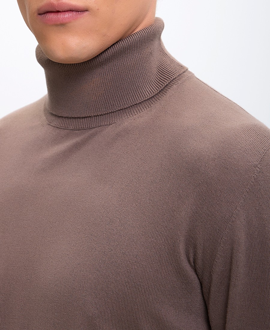 Hd x Vardas Ανδρικό Πουλόβερ Ζιβάγκο Regular Fit Μείγμα Βαμβακιού και Μάλλινου Καφέ φωτογραφία