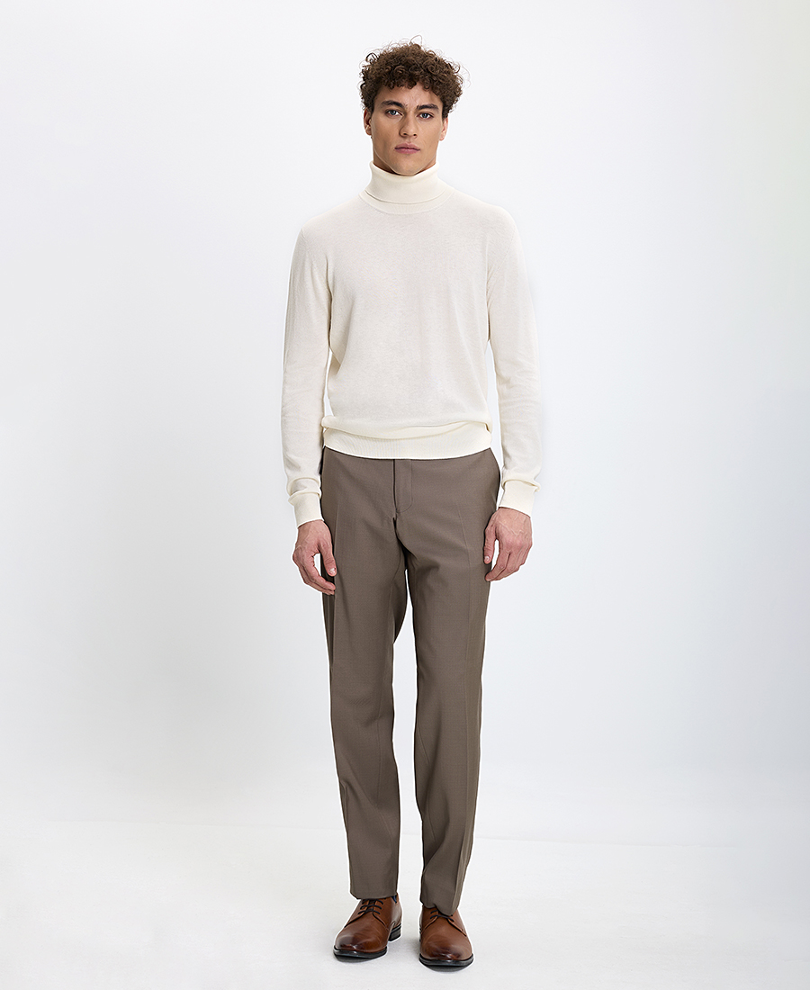 Hd x Vardas Ανδρικό Πουλόβερ με Λαιμόκοψη Ζιβάγκο Slim Fit Σε Εκρού φωτογραφία