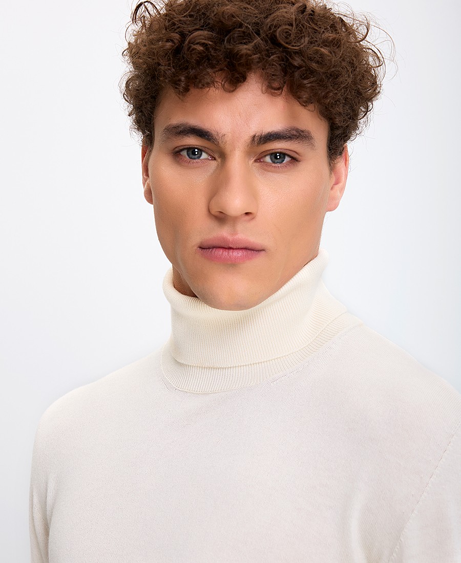 Hd x Vardas Ανδρικό Πουλόβερ με Λαιμόκοψη Ζιβάγκο Slim Fit Σε Εκρού φωτογραφία
