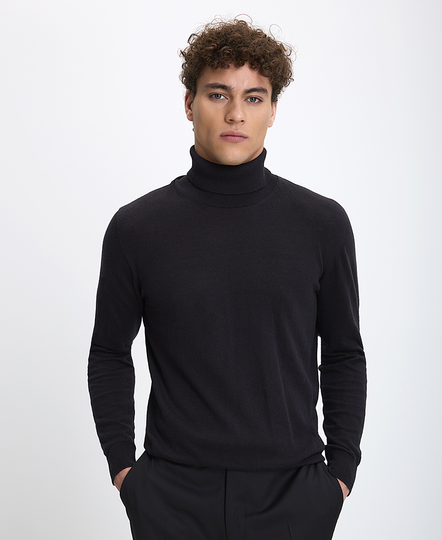 Hd X Vardas Ηd x Vardas Ανδρικό Πουλόβερ με Λαιμόκοψη Ζιβάγκο Slim Fit σε Μαύρο