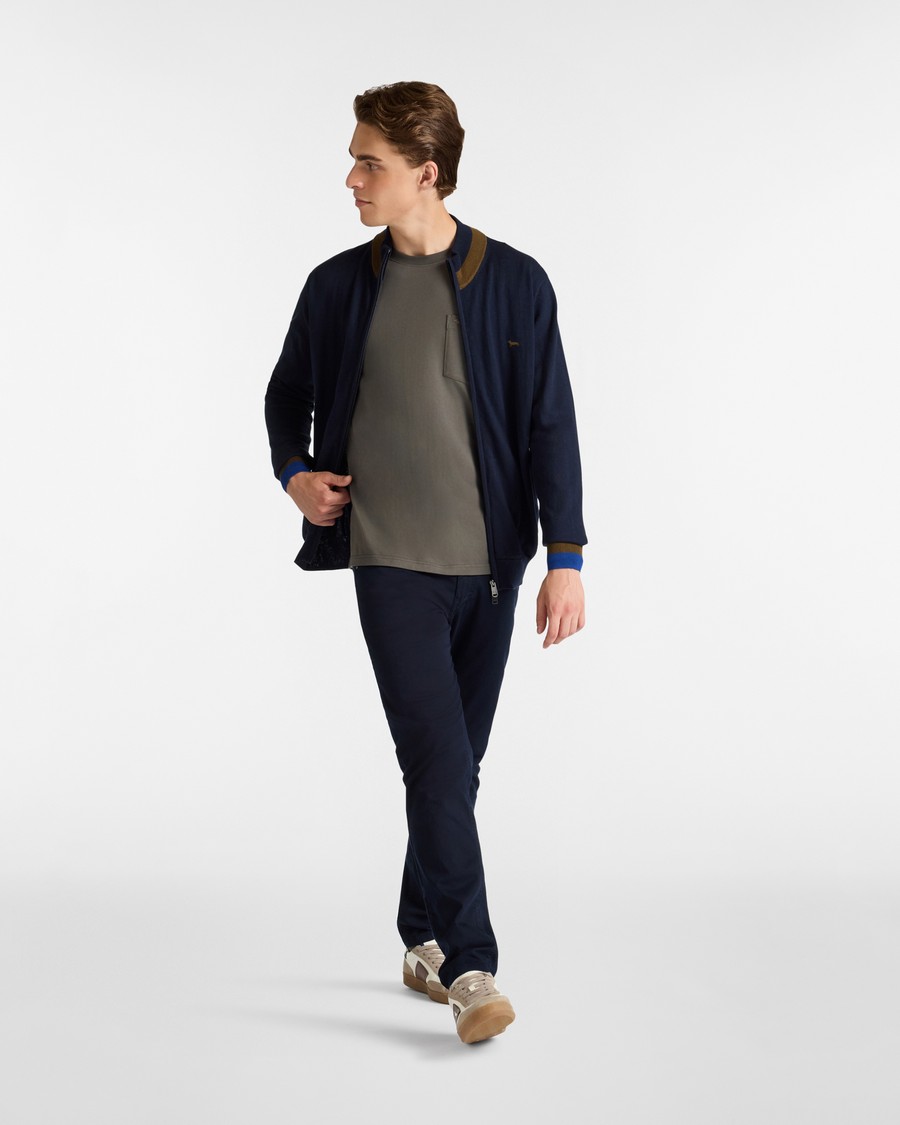 Harmont & Blaine Ανδρικό Πλεκτό Full Zip Regular Fit Σκούρο Μπλε φωτογραφία