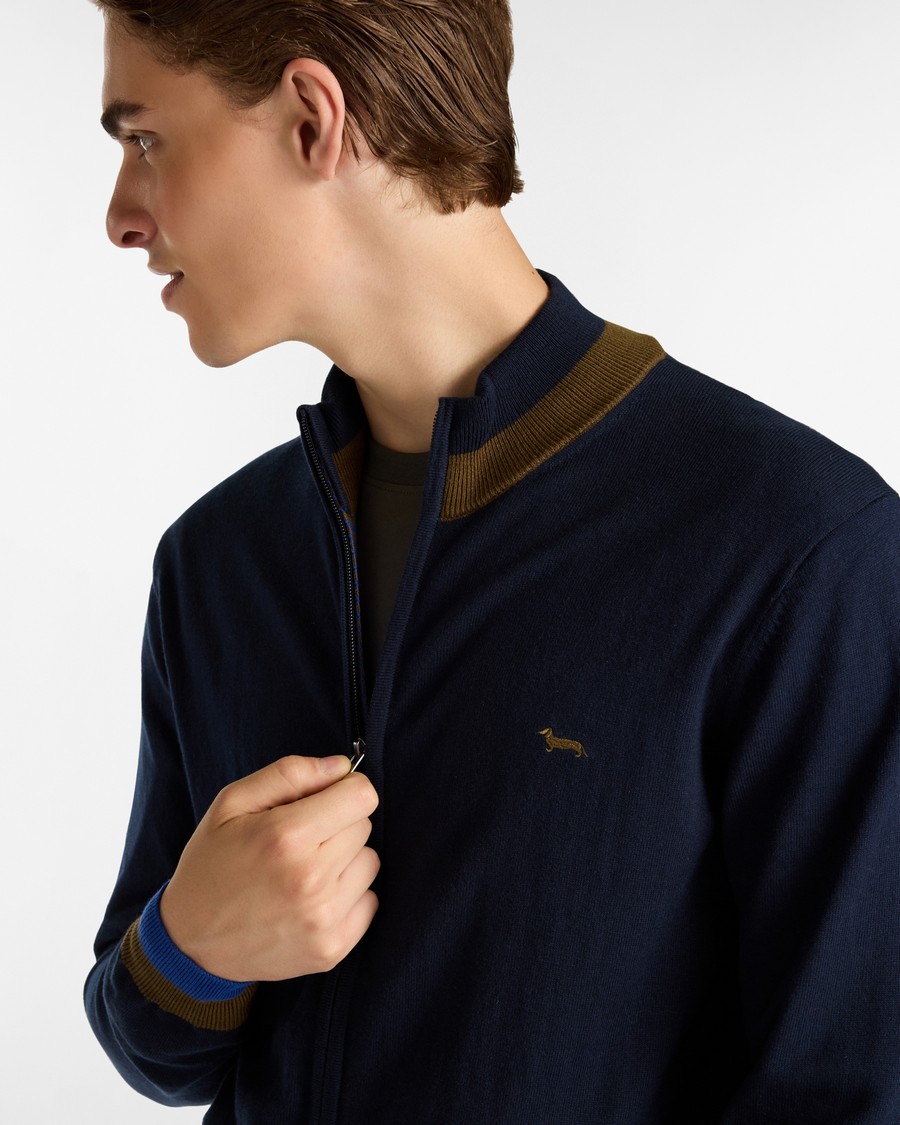 Harmont & Blaine Ανδρικό Πλεκτό Full Zip Regular Fit Σκούρο Μπλε φωτογραφία