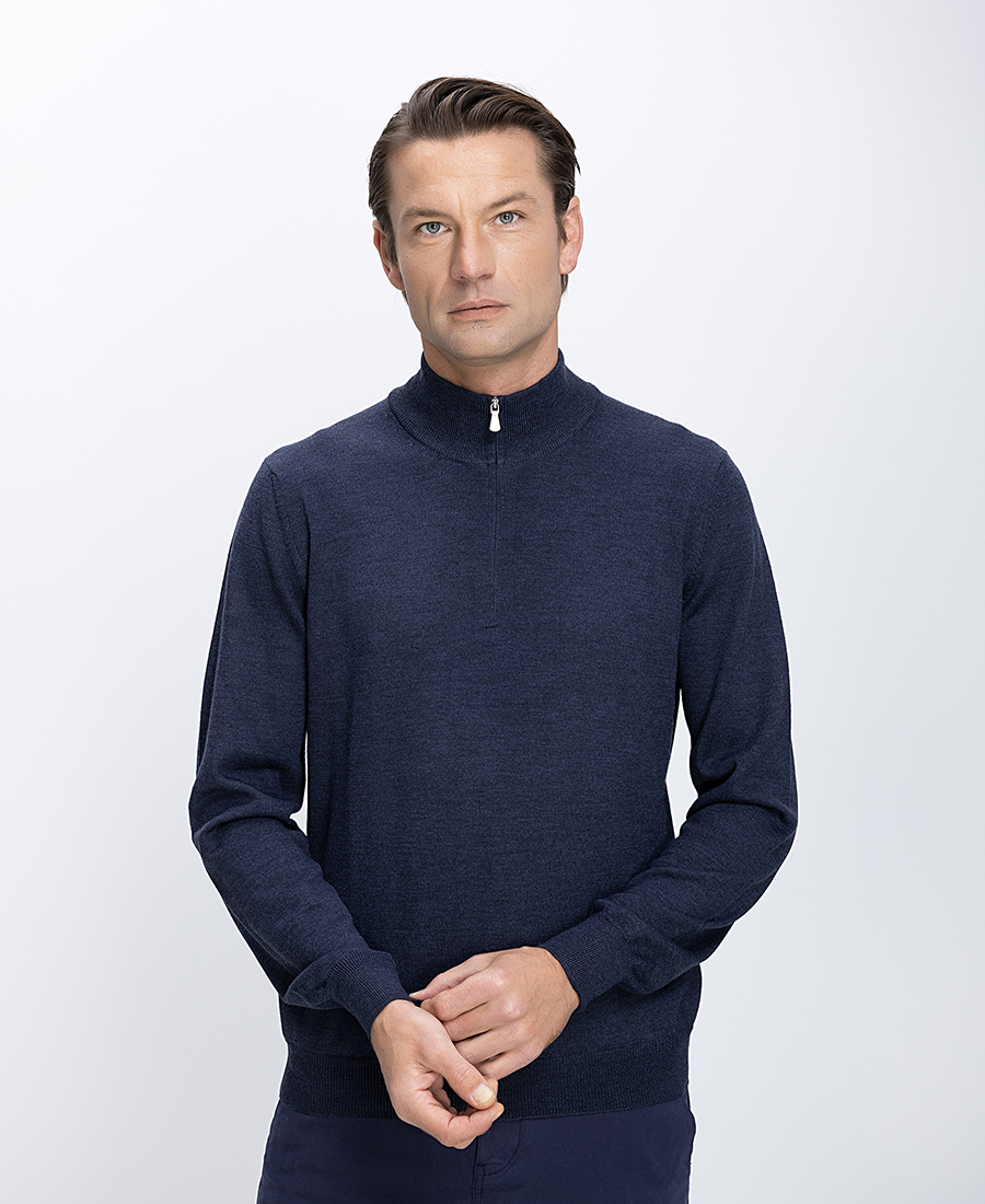 Gran Sasso Gran Sasso Ανδρικό Πλεκτό Με Φερμουάρ Στον Γιακά Μάλλινο Regular Fit