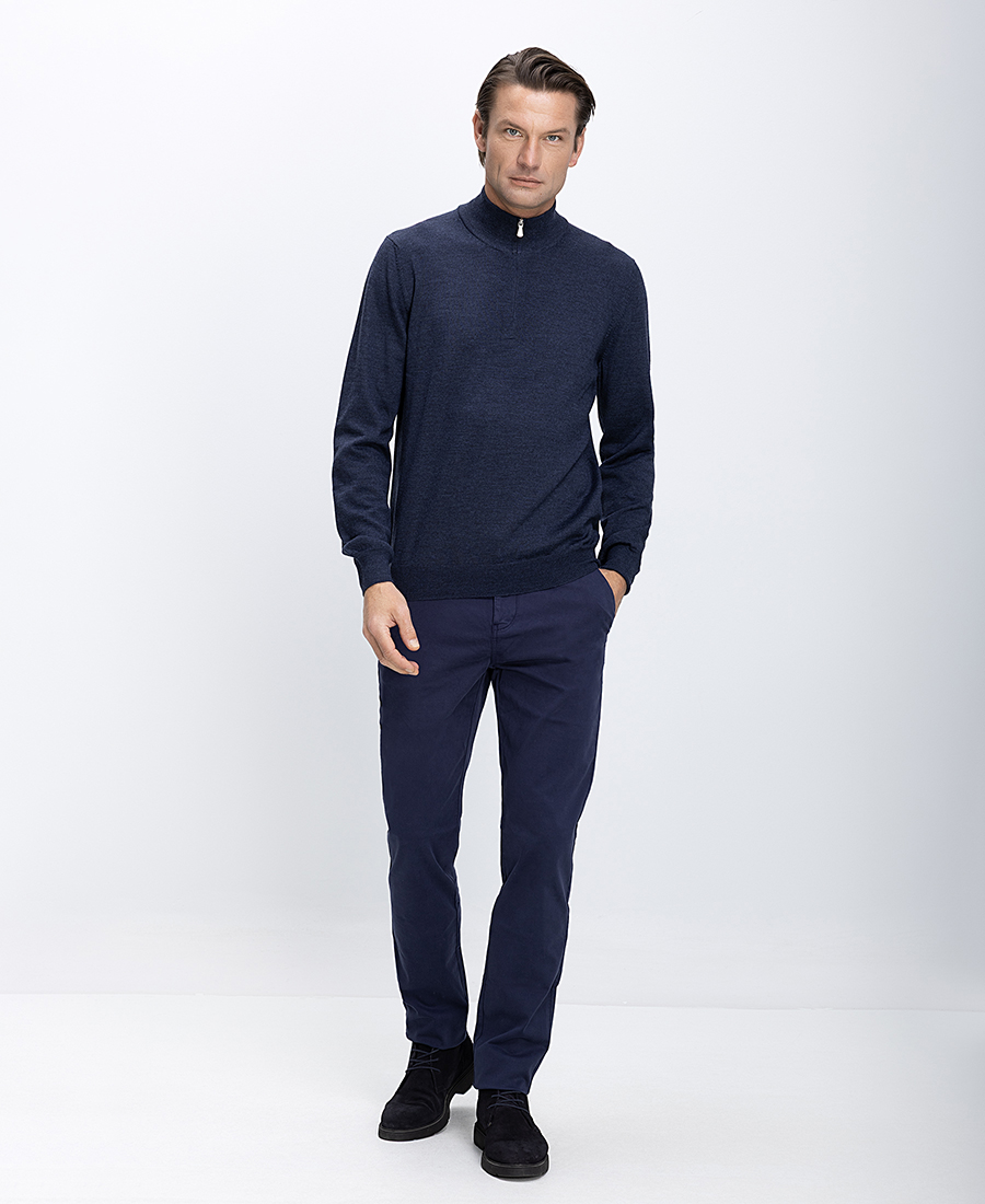 Gran Sasso Ανδρικό Πλεκτό Με Φερμουάρ Στον Γιακά Μάλλινο Regular Fit φωτογραφία