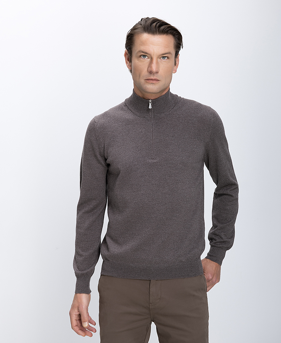 Gran Sasso Gran Sasso Ανδρικό Πλεκτό Με Φερμουάρ Στον Γιακά Μάλλινο Regular Fit