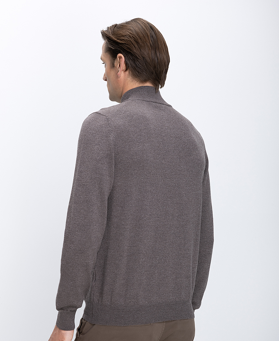 Gran Sasso Ανδρικό Πλεκτό Με Φερμουάρ Στον Γιακά Μάλλινο Regular Fit φωτογραφία