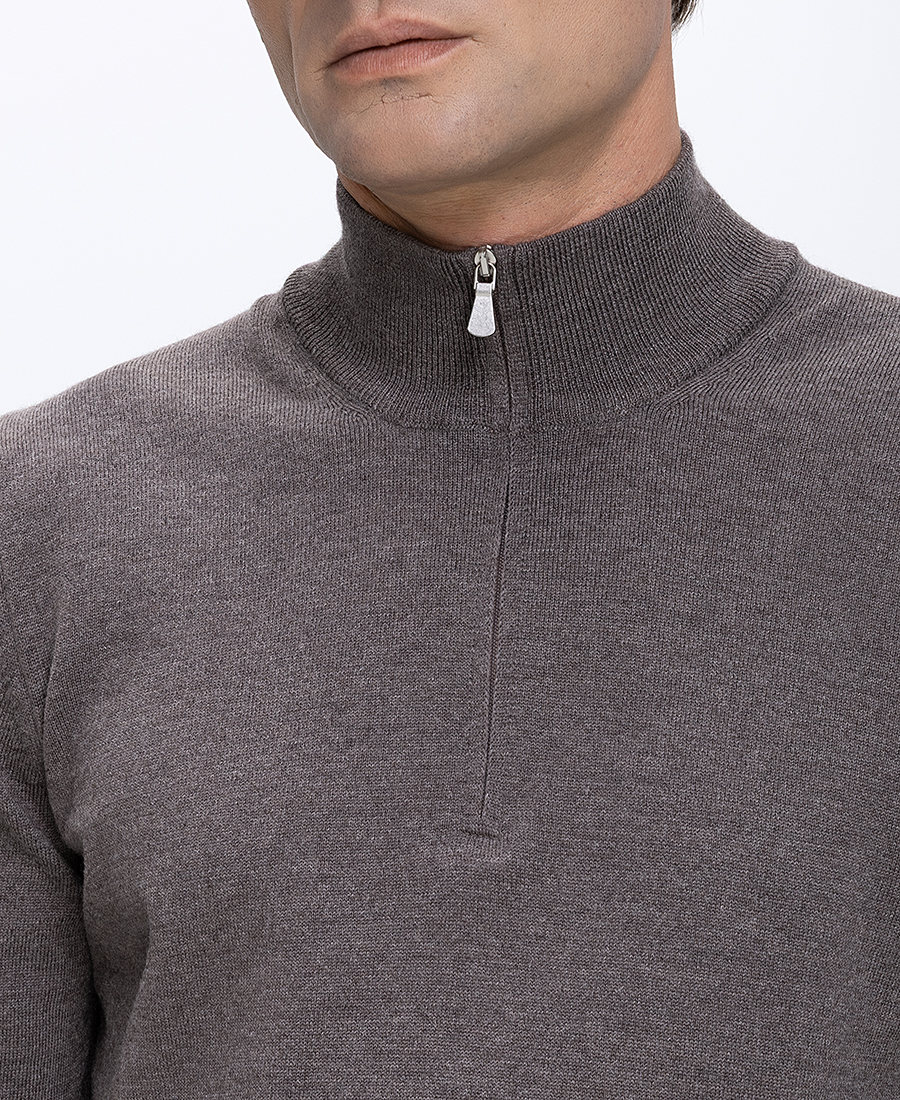 Gran Sasso Ανδρικό Πλεκτό Με Φερμουάρ Στον Γιακά Μάλλινο Regular Fit φωτογραφία