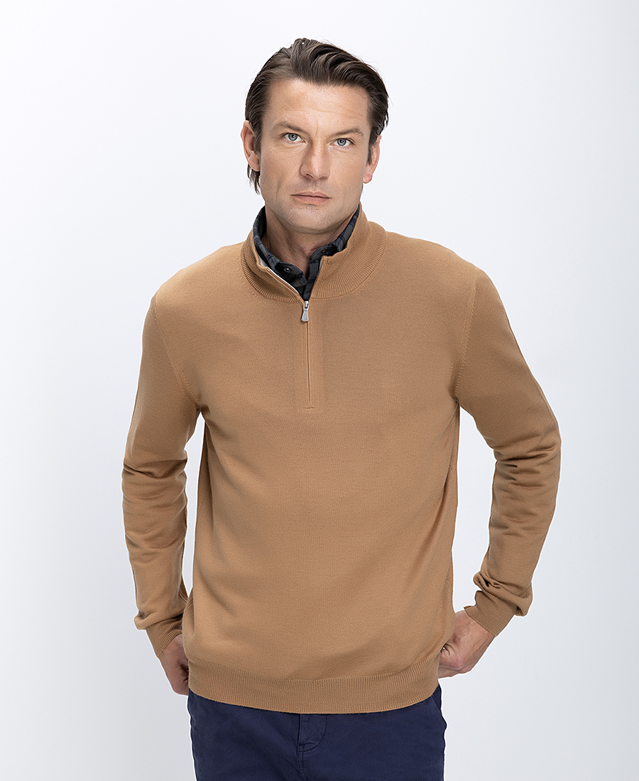 Gran Sasso Gran Sasso Ανδρικό Πλεκτό Με Φερμουάρ Στον Γιακά Μάλλινο Regular Fit