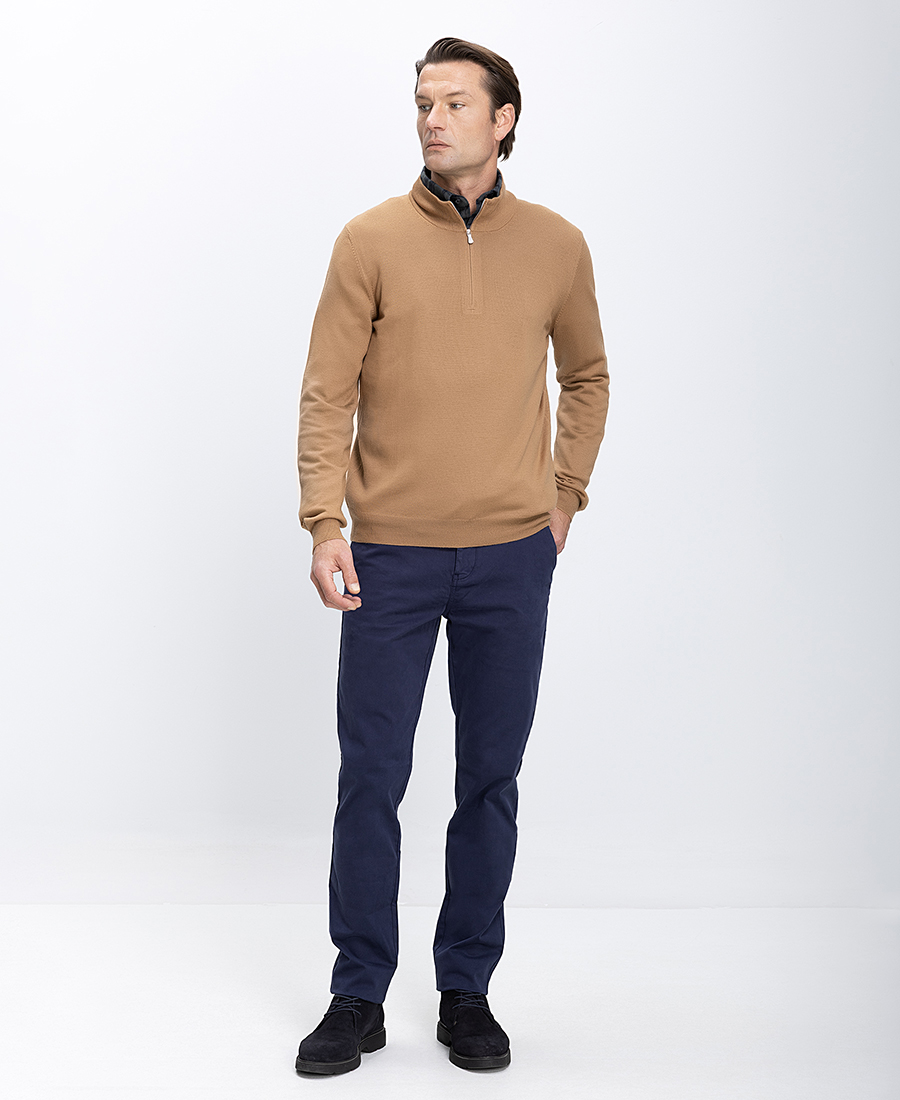 Gran Sasso Ανδρικό Πλεκτό Με Φερμουάρ Στον Γιακά Μάλλινο Regular Fit φωτογραφία