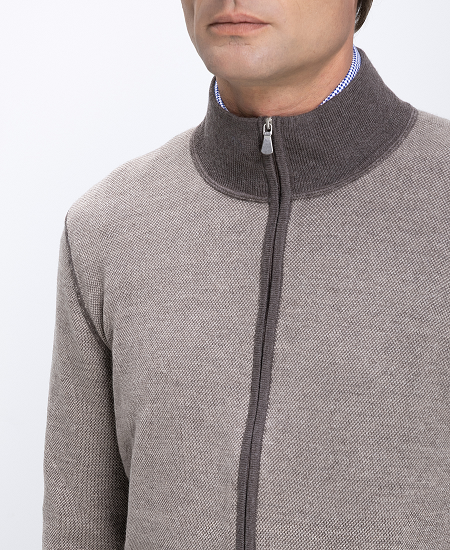 Gran Sasso Ανδρική Ζακέτα Πλεκτή Με Φερμουάρ Και Όρθιο Γιακά Regular Fit φωτογραφία