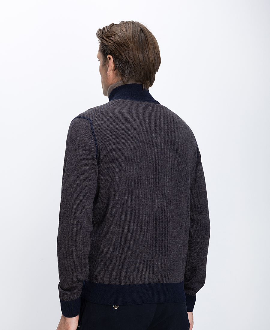 Gran Sasso Ανδρική Ζακέτα Πλεκτή Με Φερμουάρ Και Όρθιο Γιακά Regular Fit φωτογραφία