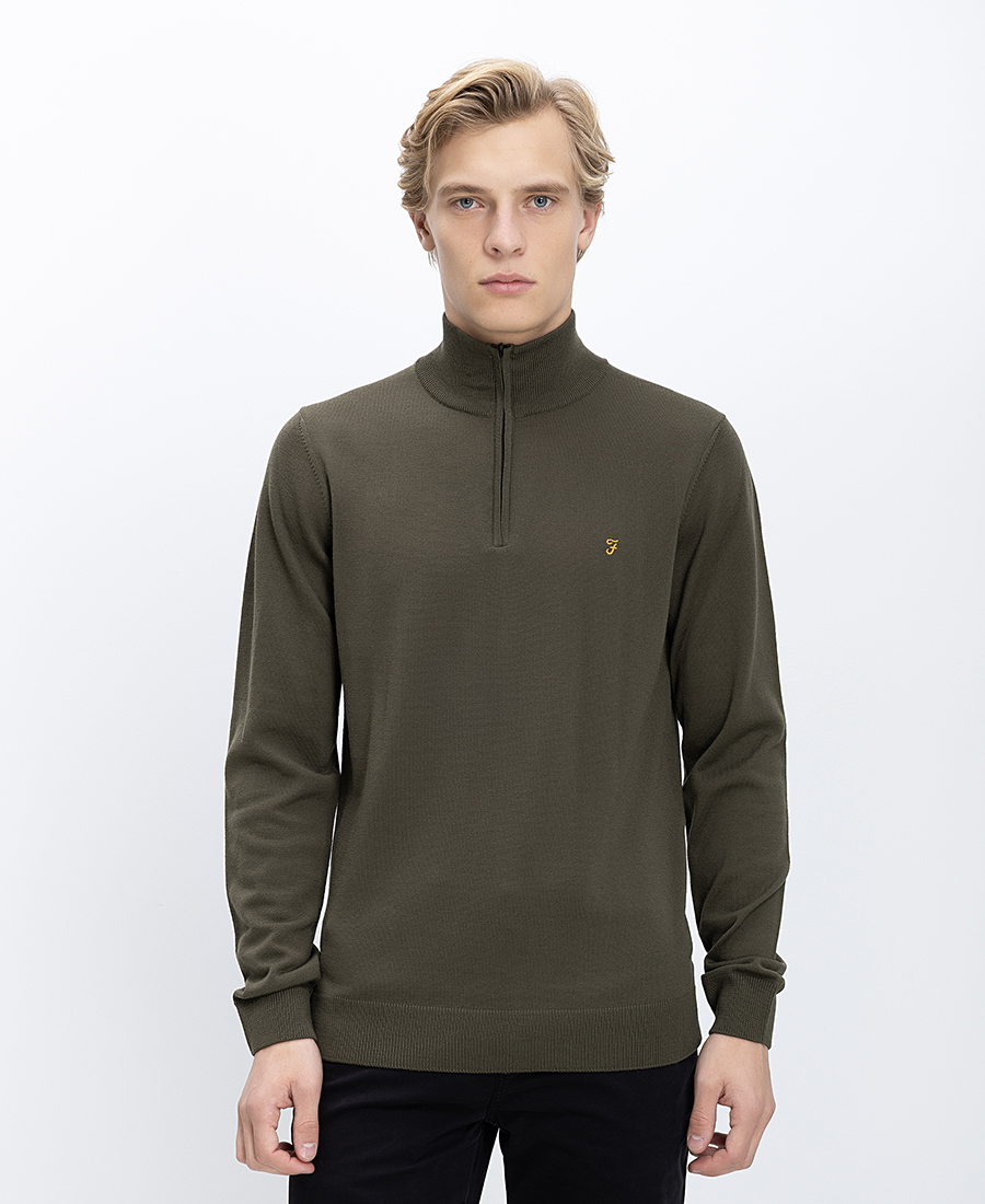 Farah Ανδρικό Πλεκτό Regular Fit Μαλλίνο Merino Με Φερμουάρ