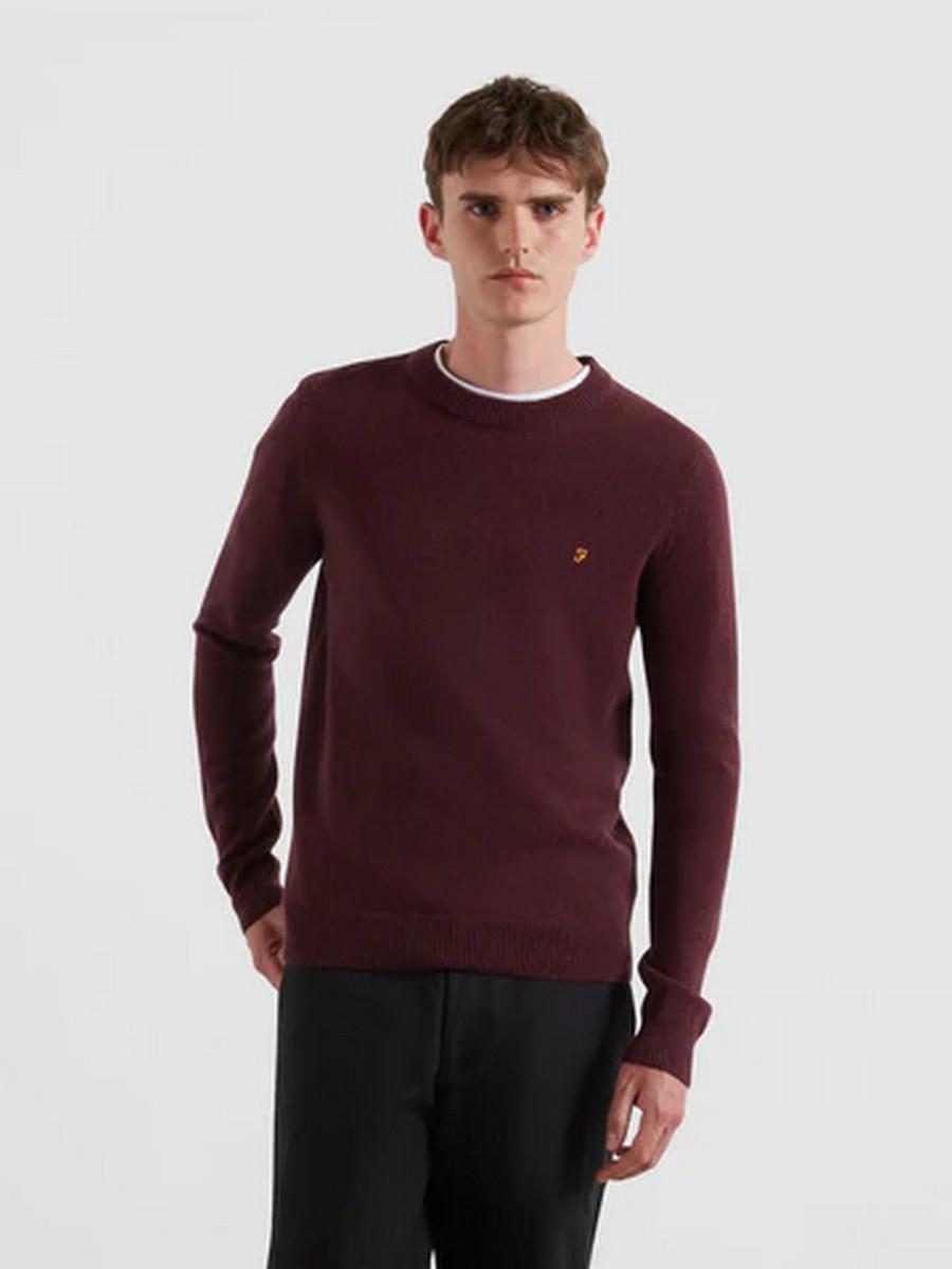 Farah Ανδρικό Πλεκτό Slim Fit Μάλλινο Με Στρογγυλή Λαιμόκοψη