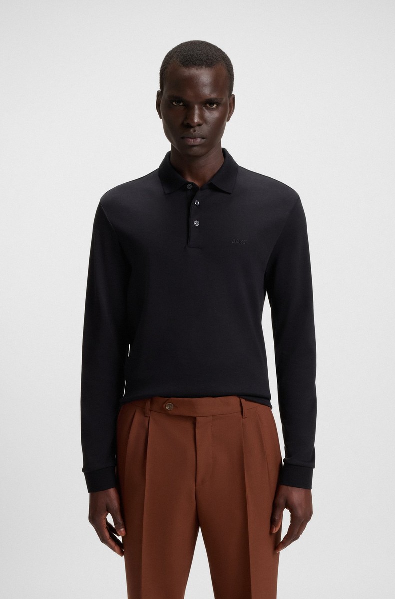 Boss Boss Ανδρικό Polo Μακρυμάνικο Interlock Cotton Regular Fit
