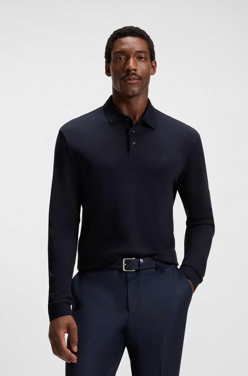 Boss Boss Ανδρικό Polo Μακρυμάνικο Interlock Cotton Regular Fit
