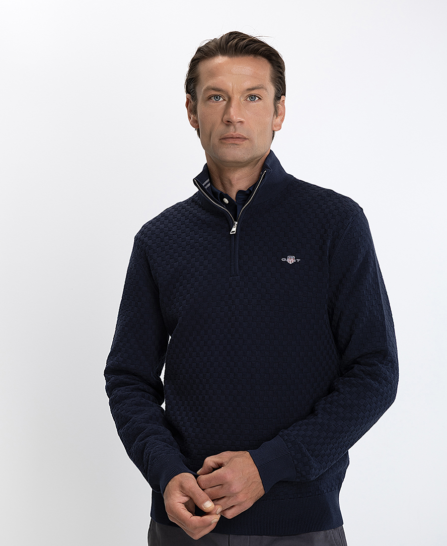 Gant Ανδρικό Πλεκτό Regular Fit Μείγμα Βαμβακιού Με Φερμουάρ