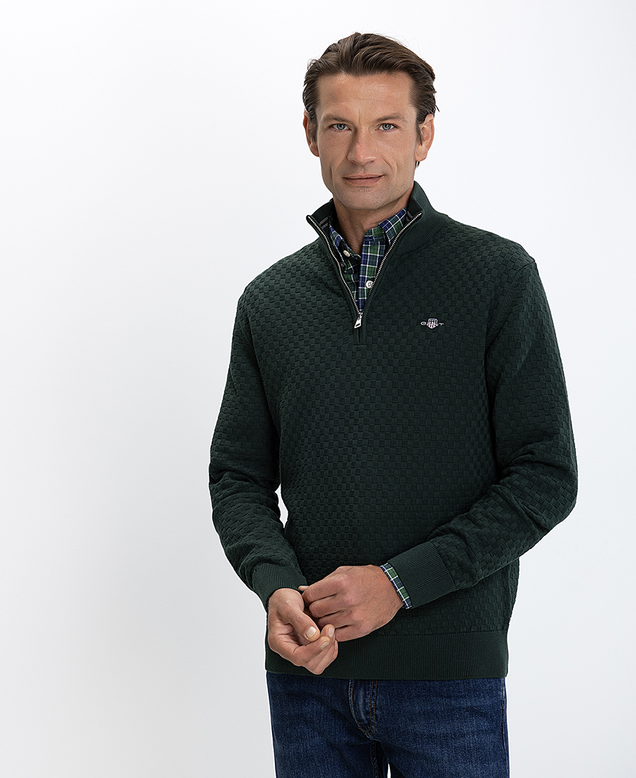 Gant Ανδρικό Πλεκτό Regular Fit Μείγμα Βαμβακιού Με Φερμουάρ