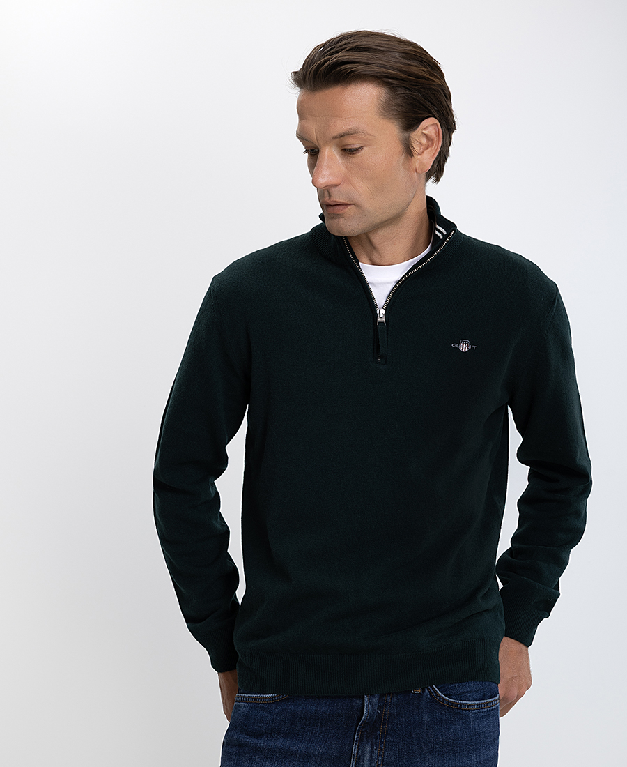 Gant Ανδρικό Πουλόβερ Regular Fit Lambswool Με Φερμουάρ