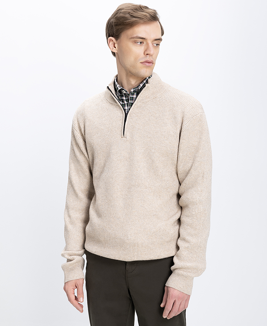 Ανδρικό Πλεκτό Πουλόβερ Με Φερμουάρ