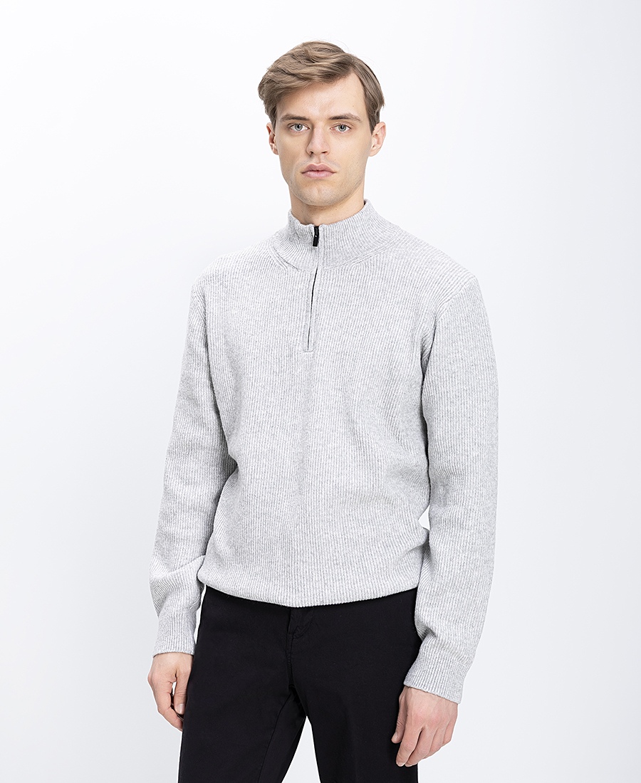 Ανδρικό Πλεκτό Πουλόβερ Με Φερμουάρ