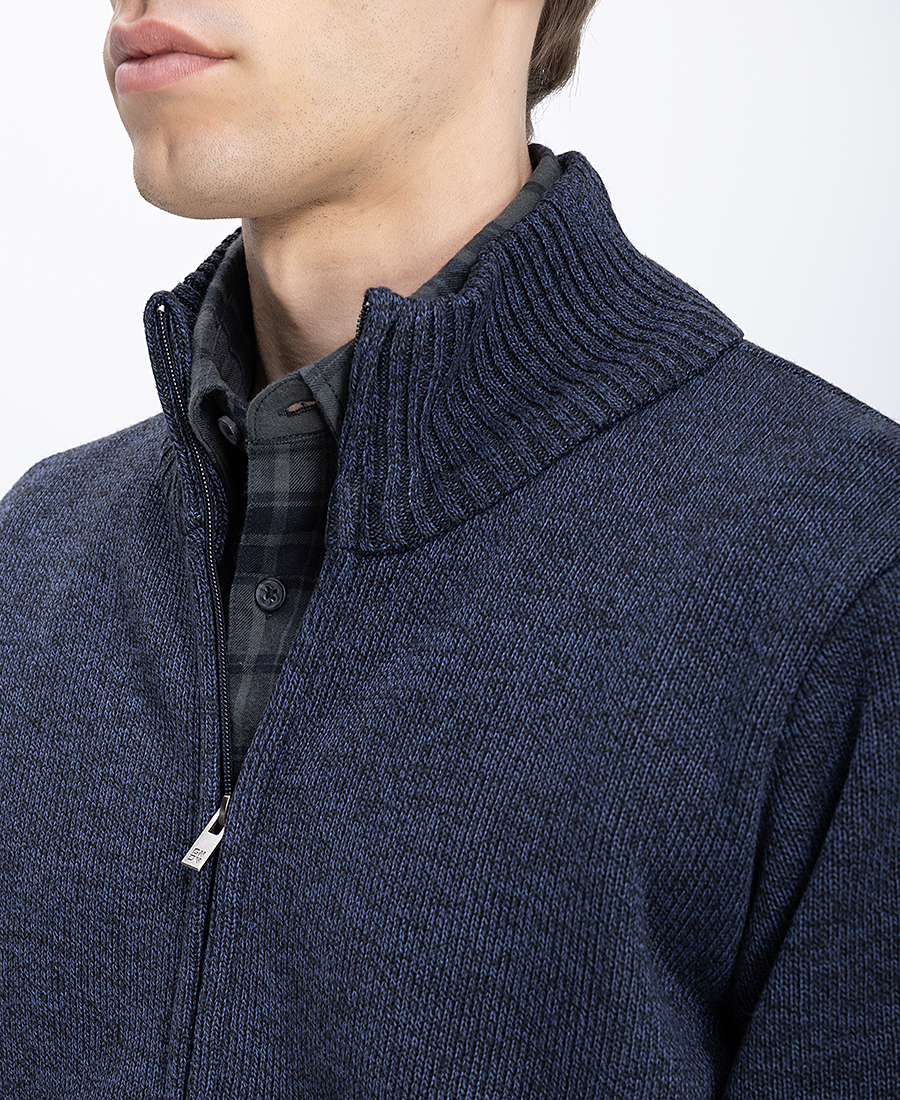 Ανδρική Πλεκτή Ζακέτα Modern Fit Με Όρθιο Γιακά Και Φερμουάρ φωτογραφία