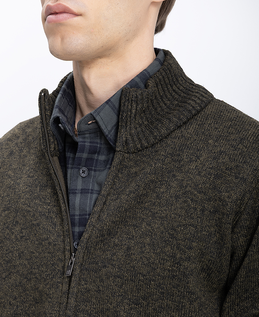 Ανδρική Πλεκτή Ζακέτα Modern Fit Με Όρθιο Γιακά Και Φερμουάρ φωτογραφία