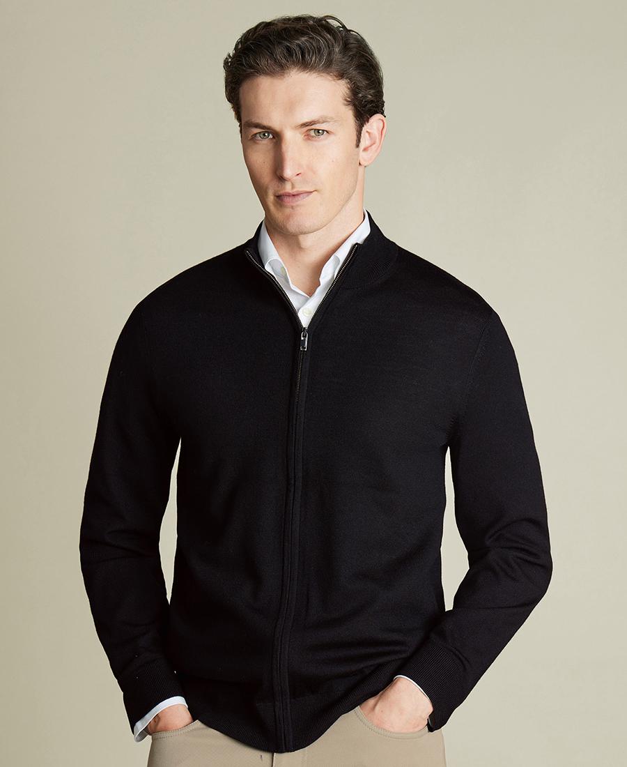 Charles Tyrwhitt Ανδρικό Πλεκτό Full-zip Μάλλινο Regular Fit