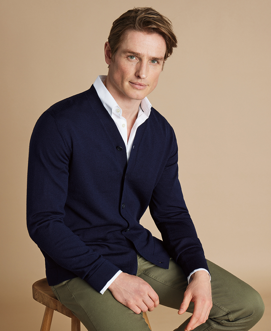 Charles Tyrwhitt Ανδρικό Ζακέτα Merino Wool Regular Fit