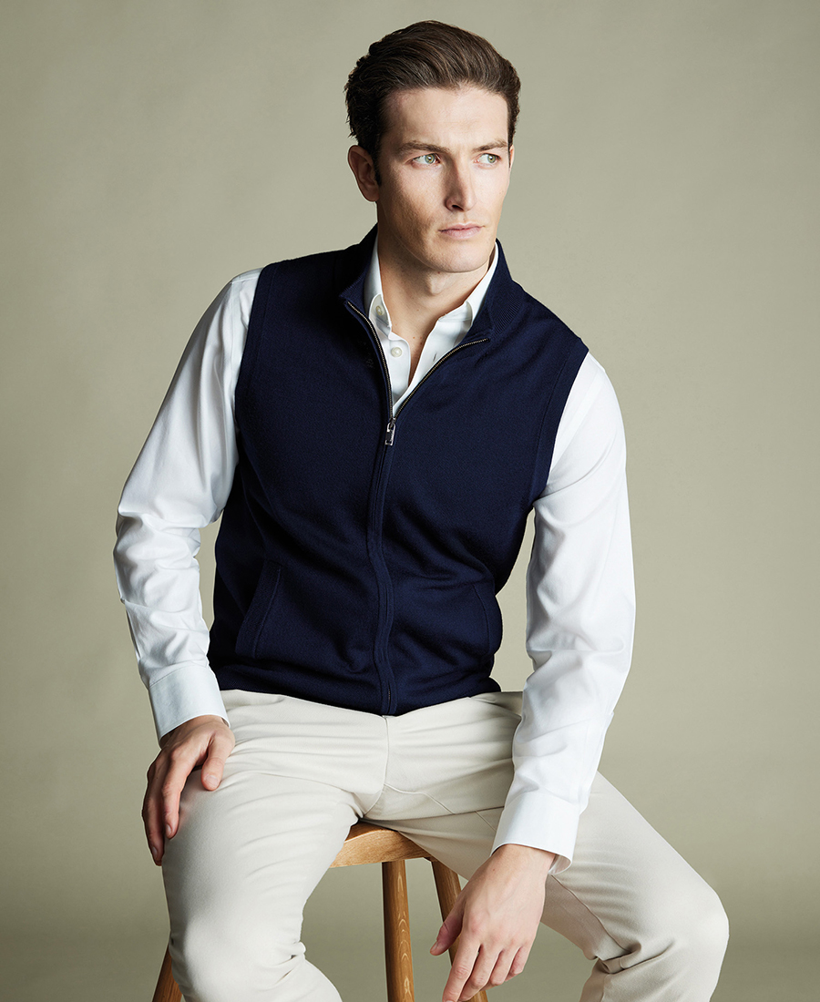 Charles Tyrwhitt Ανδρικό Πλεκτό Γιλέκο Merino Wool Regular Fit φωτογραφία