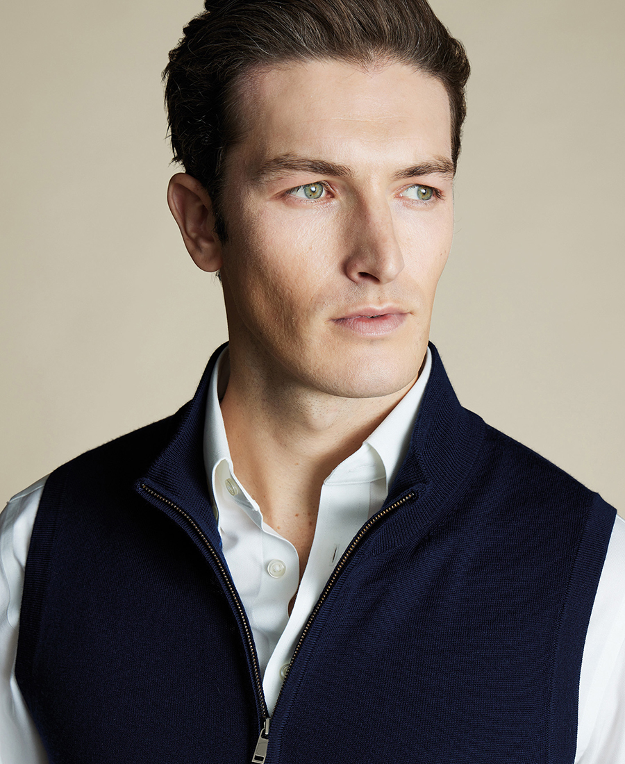 Charles Tyrwhitt Ανδρικό Πλεκτό Γιλέκο Merino Wool Regular Fit φωτογραφία