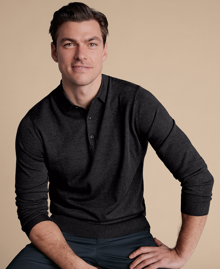 Charles Tyrwhitt Ανδρικό Πλεκτό Polo Merino Wool Regular Fit