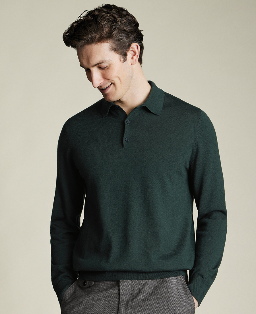 Charles Tyrwhitt Ανδρικό Πλεκτό Polo Merino Wool Regular Fit