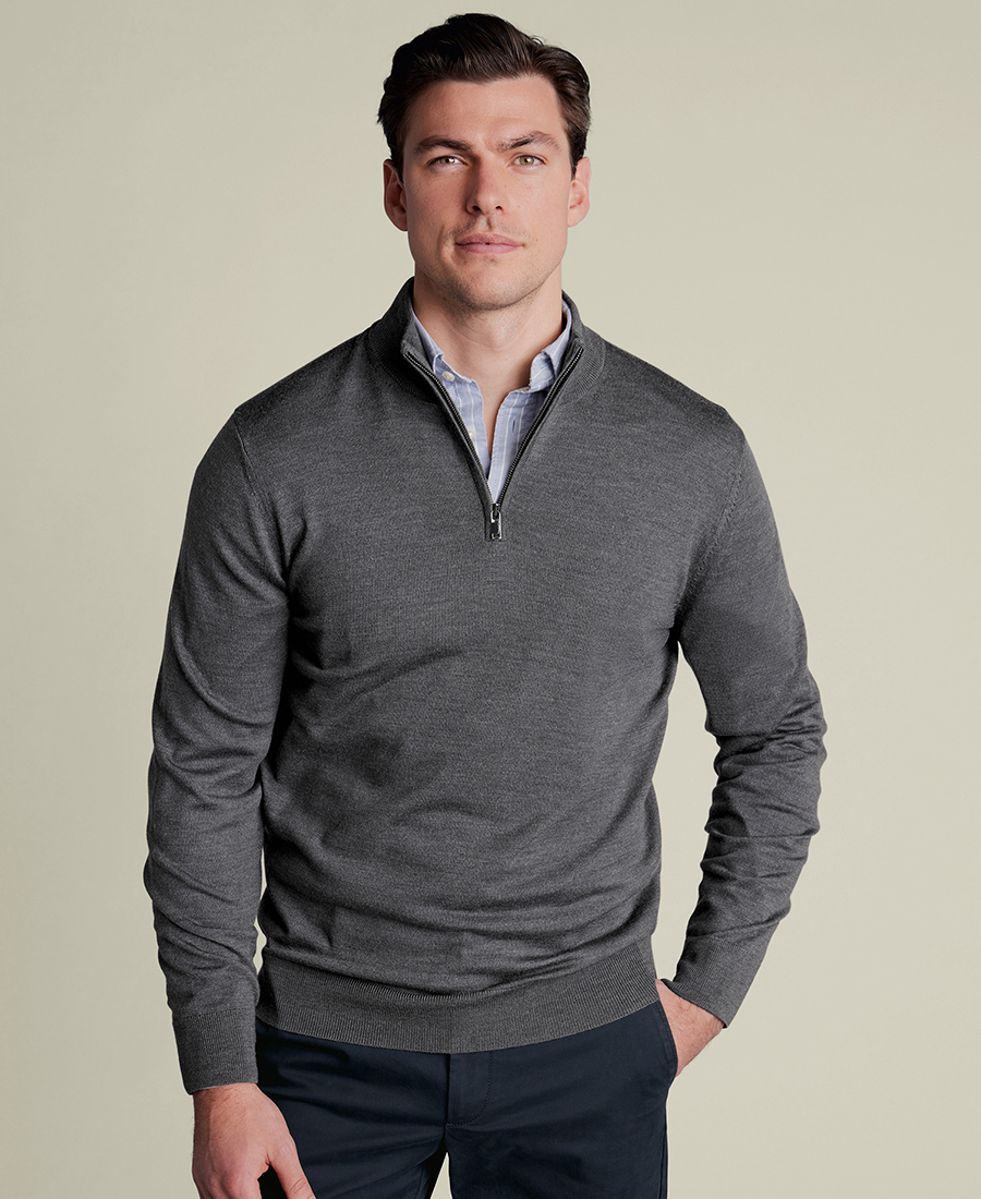 Charles Tyrwhitt Ανδρικό Πουλόβερ Merino Wool Regular Fit