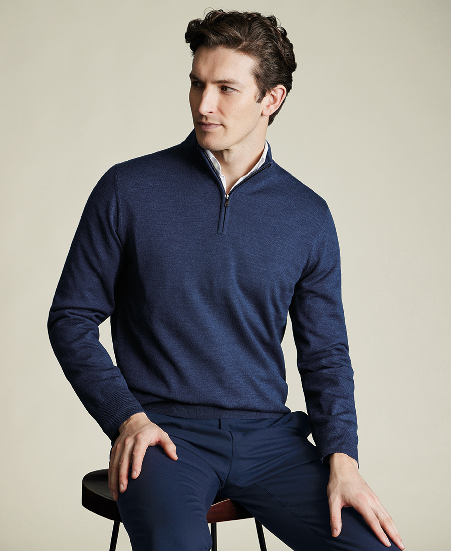 Charles Tyrwhitt Ανδρικό Πλεκτό Πουλόβερ Μάλλινο Regular Fit