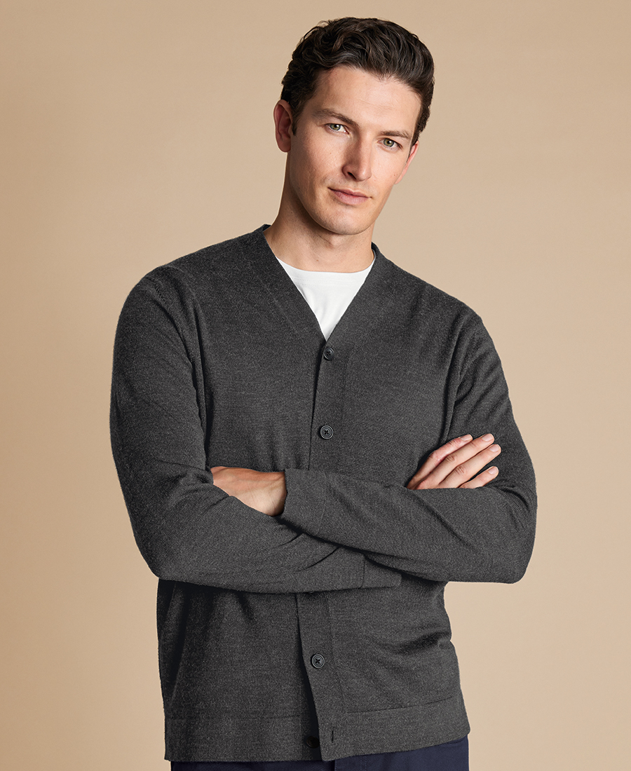 Charles Tyrwhitt Ανδρικό Πλεκτό Ζακέτα Μάλλινο Regular Fit