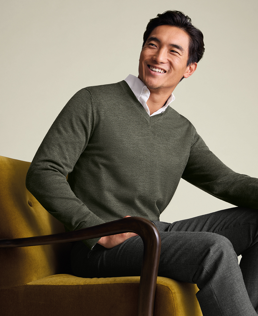 Charles Tyrwhitt Ανδρικό Πλεκτό Πουλόβερ Μάλλινο Regular Fit φωτογραφία