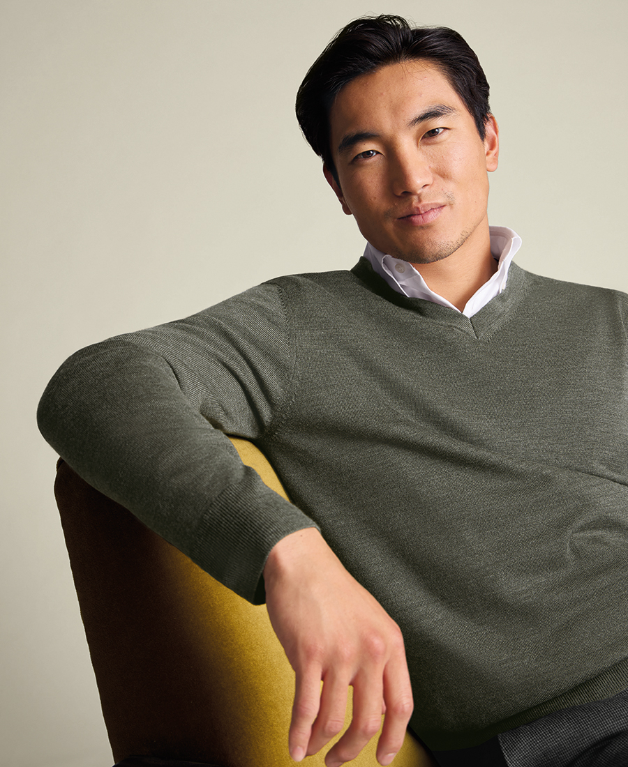 Charles Tyrwhitt Ανδρικό Πλεκτό Πουλόβερ Μάλλινο Regular Fit φωτογραφία