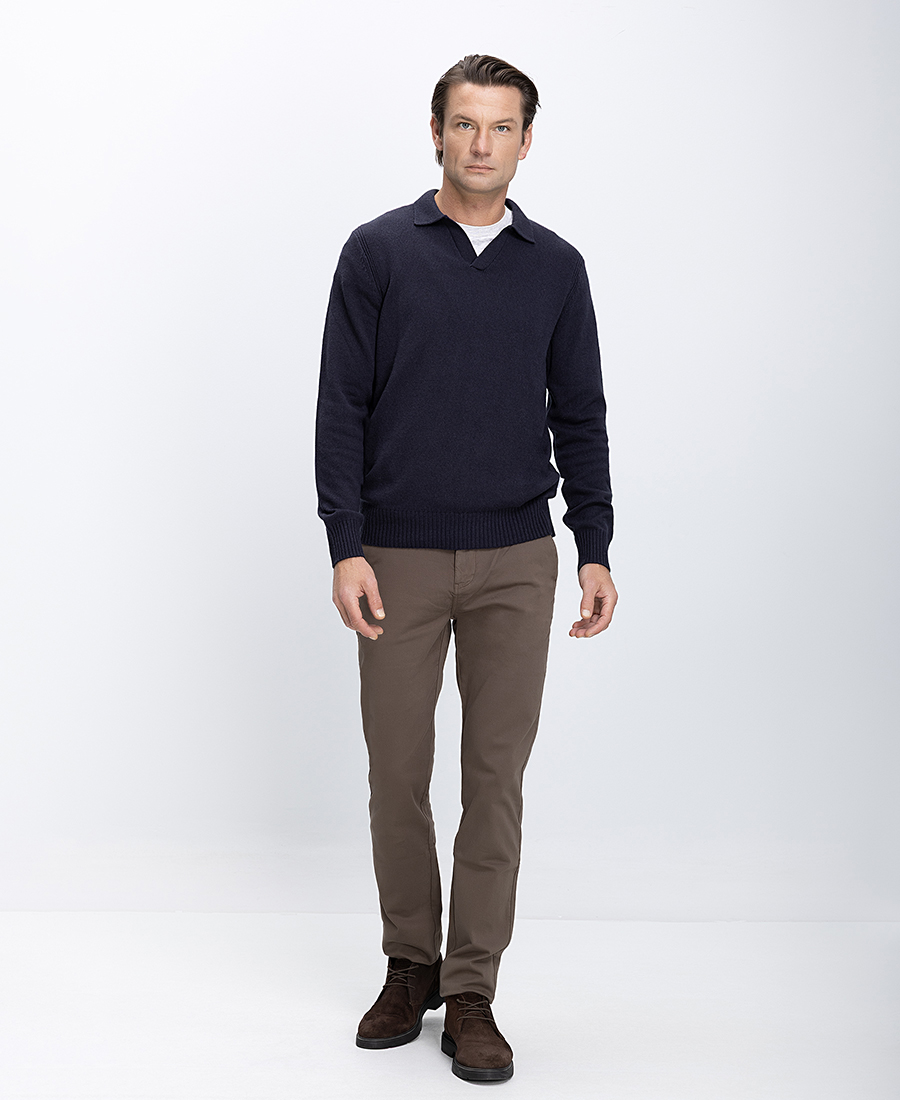 Ανδρικό Πλεκτό Πουλόβερ Με Γιακά Polo φωτογραφία