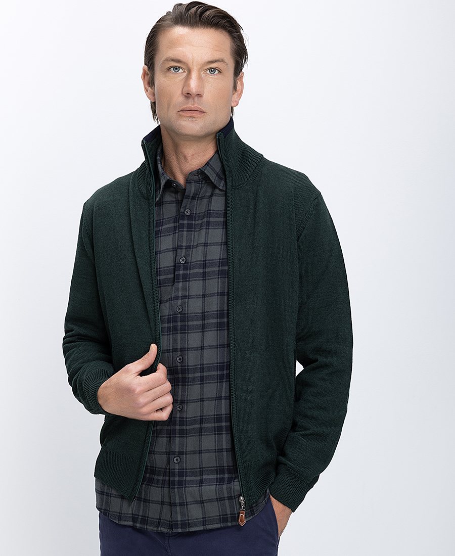 Ανδρική Πλεκτή Ζακέτα Με Φερμουάρ Regular Fit