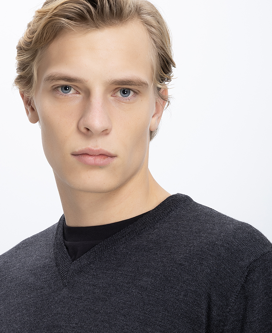 Vardas Ανδρικό Πουλόβερ V-Neck Regular Fit Merino φωτογραφία